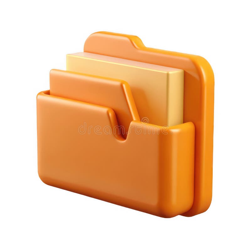 Pictogramă Randată 3D Pentru Dosarul Orange Ilustrând Organizarea Documentelor Și Stocarea Datelor royalty free illustration