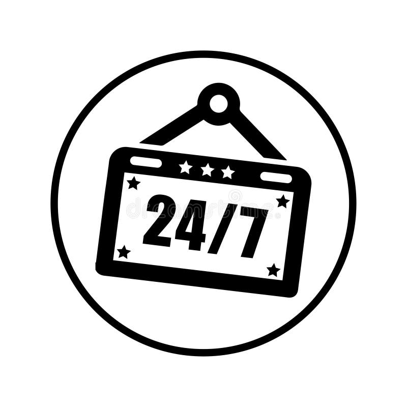 Pictogramă semn non-stop open shop 24 de ore și 7 zile royalty free illustration