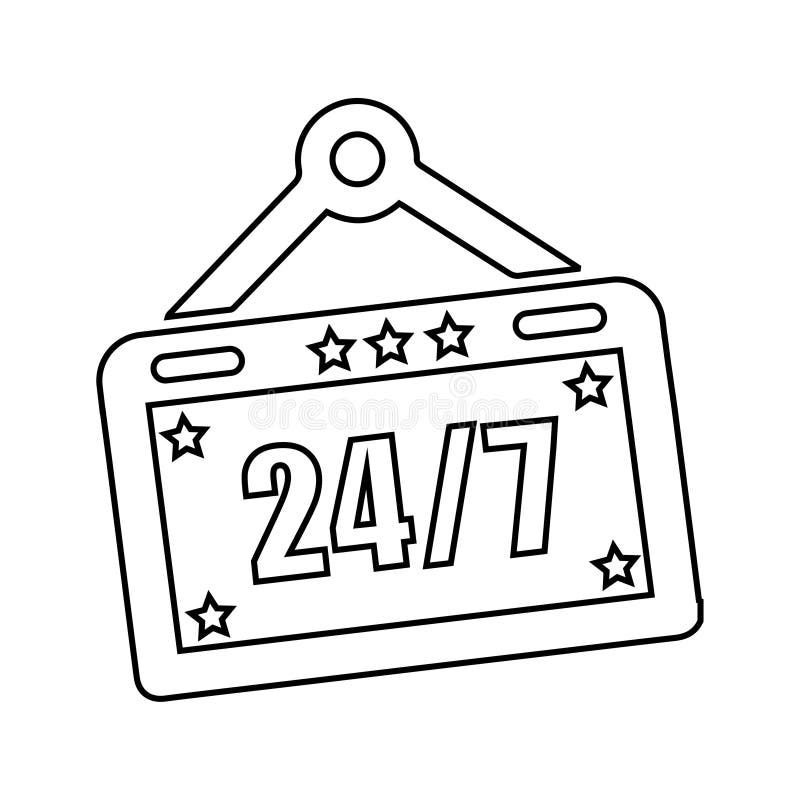 Pictogramă semn non-stop open shop 24 de ore și 7 zile royalty free illustration