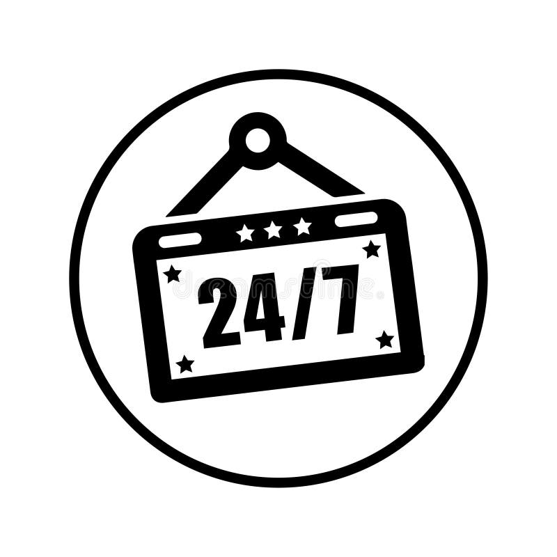 Pictogramă semn non-stop open shop 24 de ore și 7 zile vector illustration