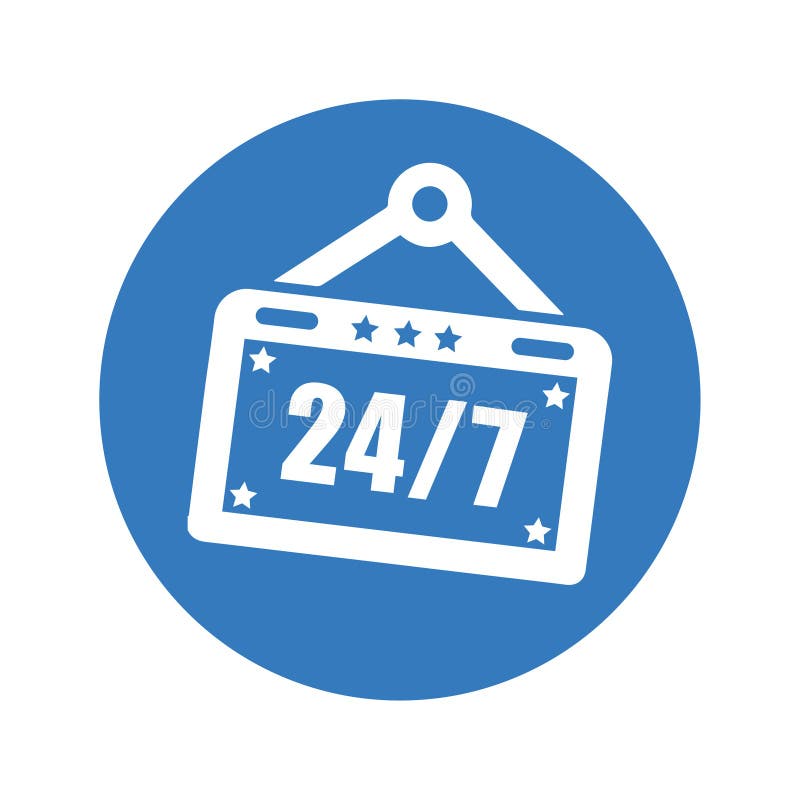 Pictogramă semn non-stop open shop 24 de ore și 7 zile vector illustration