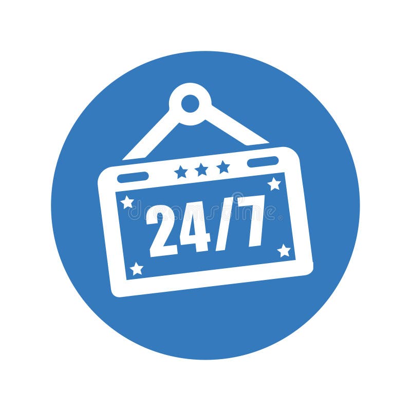 Pictogramă semn non-stop open shop 24 de ore și 7 zile stock illustration