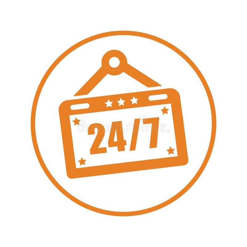 Pictogramă semn non-stop open shop 24 de ore și 7 zile royalty free illustration