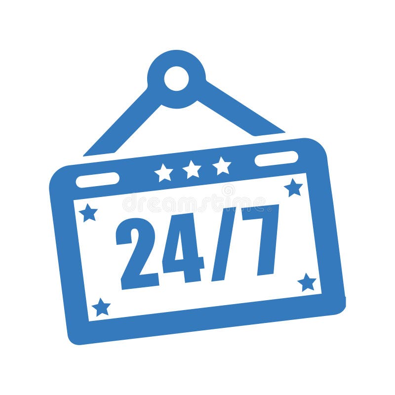Pictogramă semn non-stop open shop 24 de ore și 7 zile stock illustration