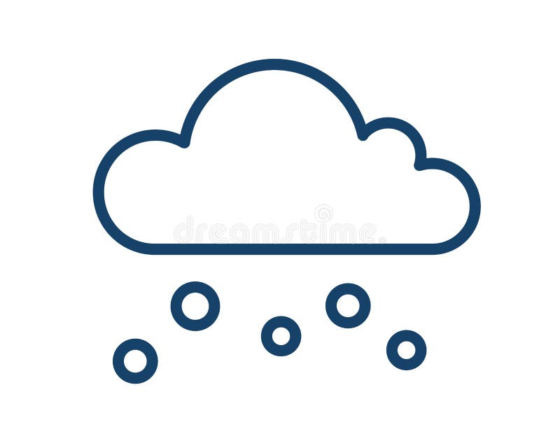 Pictogramă simplă cu zăpadă sau grindină căzând din nori. sigla meteo de zăpadă în stilul artei de linie. vector plat conturat vector illustration