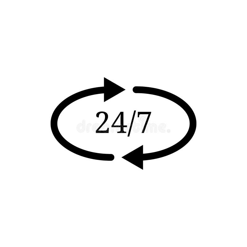 Pictogramă simplă 247. serviciu deschis 24 de ore pe zi și 7 zile pe săptămână. ilustrare vectorială pentru informații despre apli stock illustration