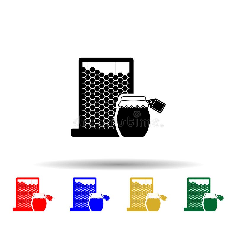 Pictogramă stil multicolor Comb și borcan miere. vector simplu glif plat al pictogramelor apicultorului pentru site-ul Web ui și U stock illustration