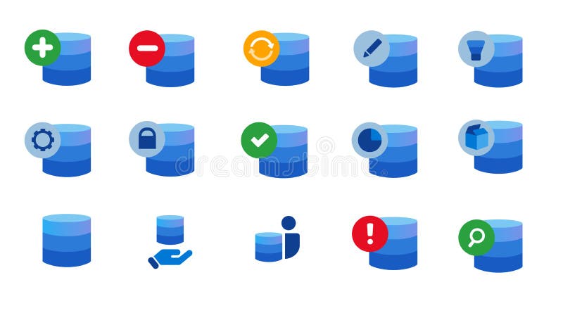Pictogramă tehnologie centru de date pentru set de date de colectare albastru izolat royalty free illustration