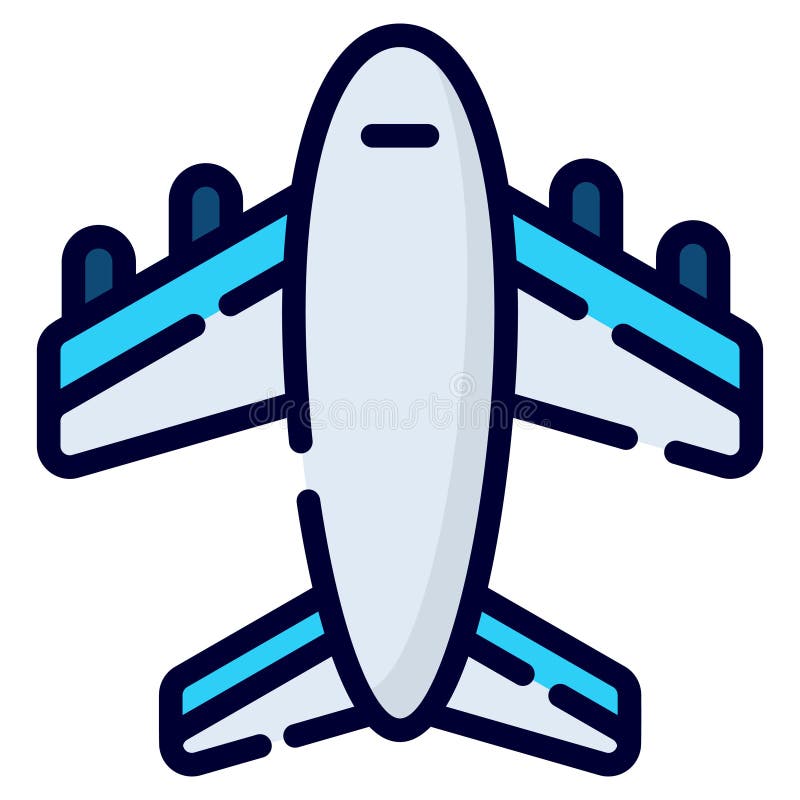 Pictogramă vector avion. stil contur colorat pentru web și mobil