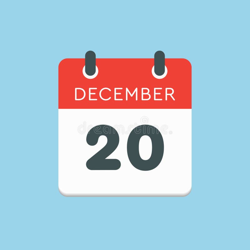 Pictogramă zi calendar 20 decembrie șablon royalty free illustration