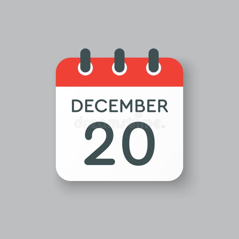Pictogramă zi calendar 20 decembrie șablon stock illustration