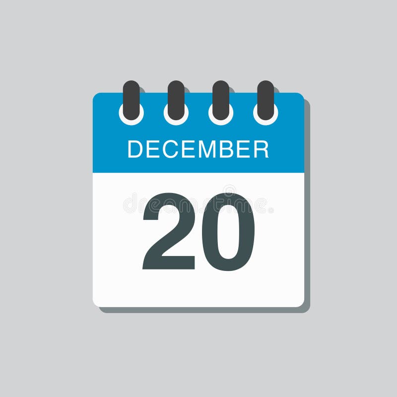 Pictogramă zi calendar 20 decembrie șablon stock illustration