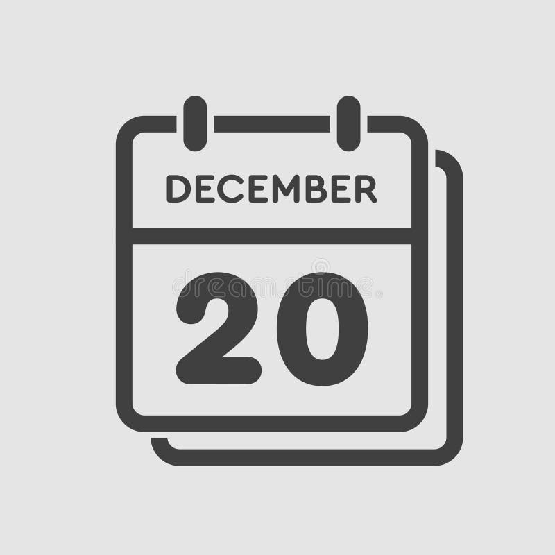Pictogramă zi calendar 20 decembrie șablon royalty free illustration