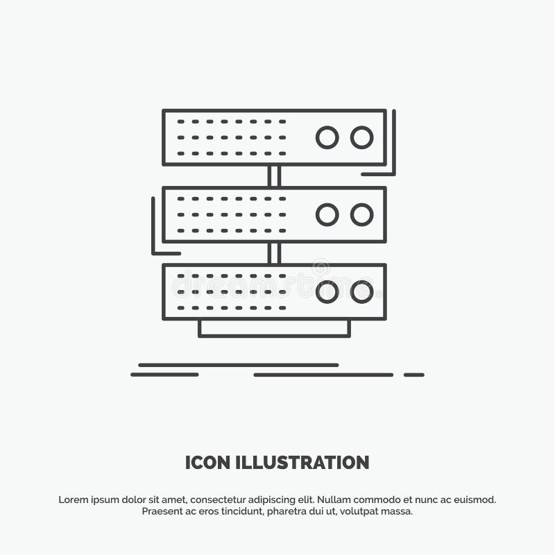 Pictopictogramă bază de date pentru stocare pe server. simbol gri vectorial linie pentru site-ul Web ui și Ux sau pentru aplicația royalty free illustration