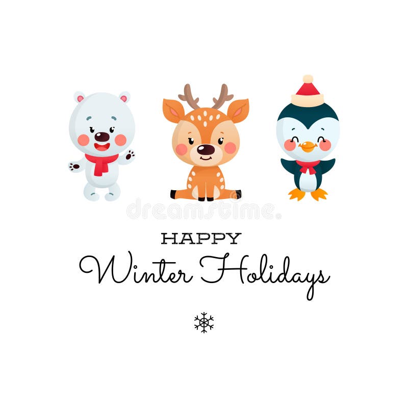 Winter Animals Greeting Card | Set of 10 Winter Animals Greeting Card | Set of 10
