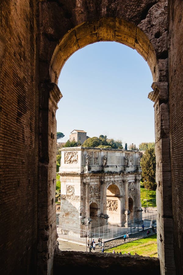 Picture of Arch of Constantine taken from Coliseum. Rome, Italy royalty free stock photos Picture of Arch of Constantine taken from Coliseum. Rome, Italy royalty free stock photos