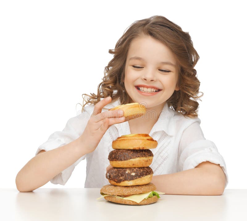 Girl with junk food stock photo Image of dessert people Girl with junk food stock photo Image of dessert people