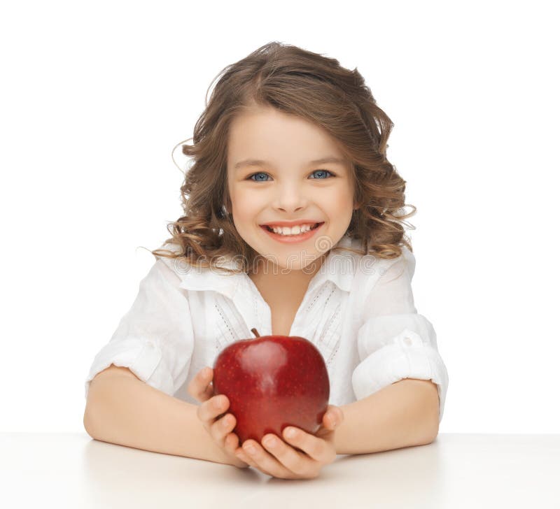 Girl with red apple