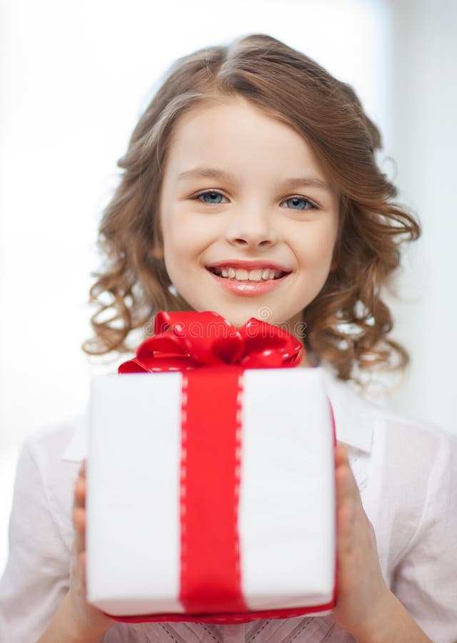 Girl with gift box