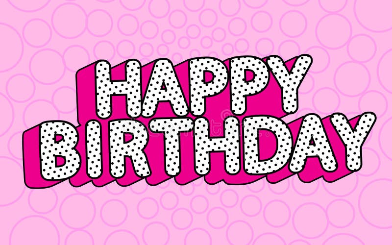 Happy birthday banner text with hot pink shadow themed party LOL doll surprise.