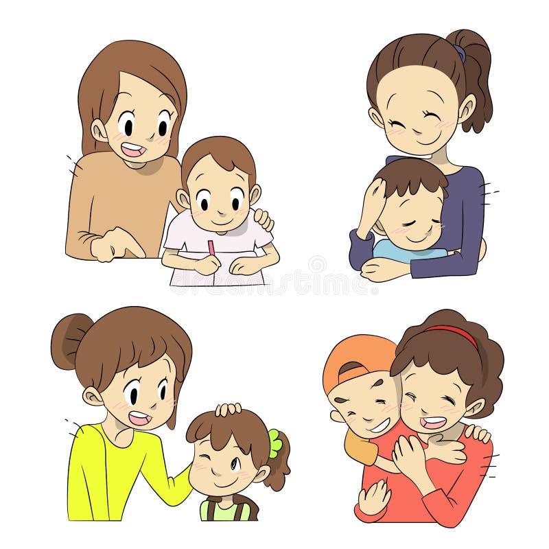 A Picture of Cartoon Moms Spending a Good Time Withe Their Kids. Stock Vector - Illustration of time, spending: 155135310 A Picture of Cartoon Moms Spending a Good Time Withe Their Kids. Stock Vector - Illustration of time, spending: 155135310