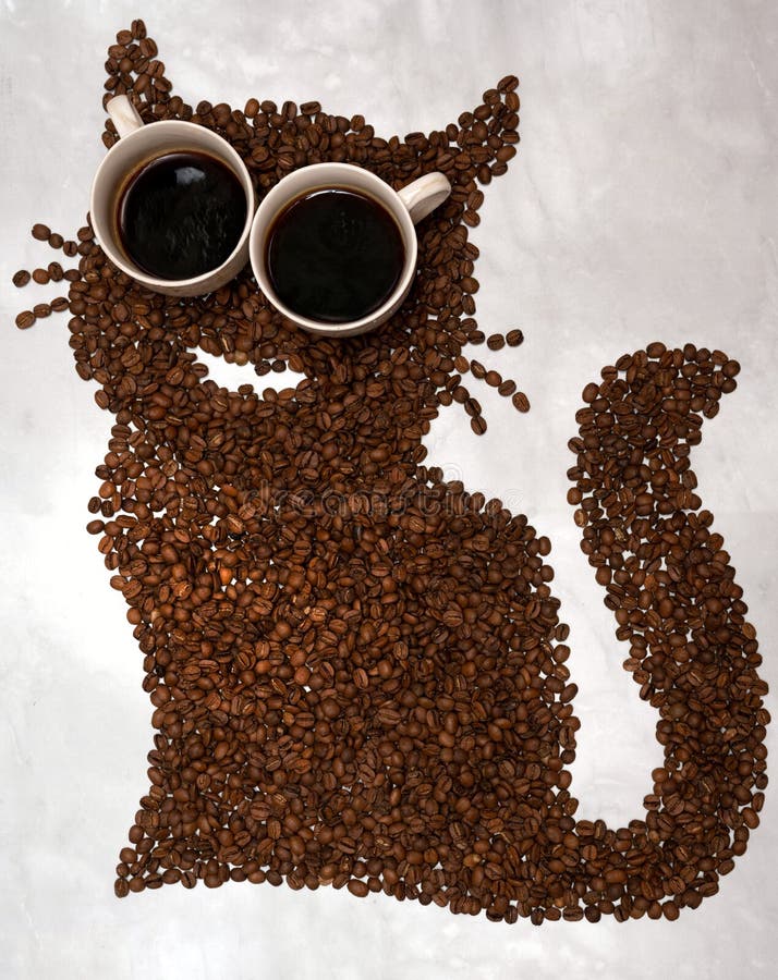 Picture of a Cat Made of Coffee Beans Stock Photo Image of creative