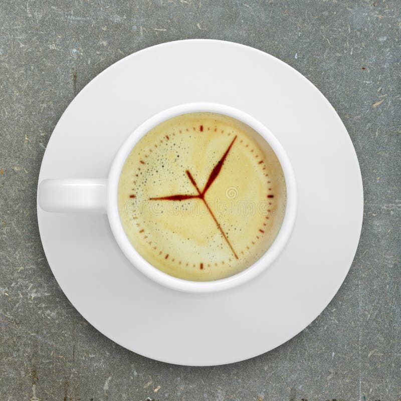 Picture of the Clock Face in the Coffee Foam Stock Photo Image of