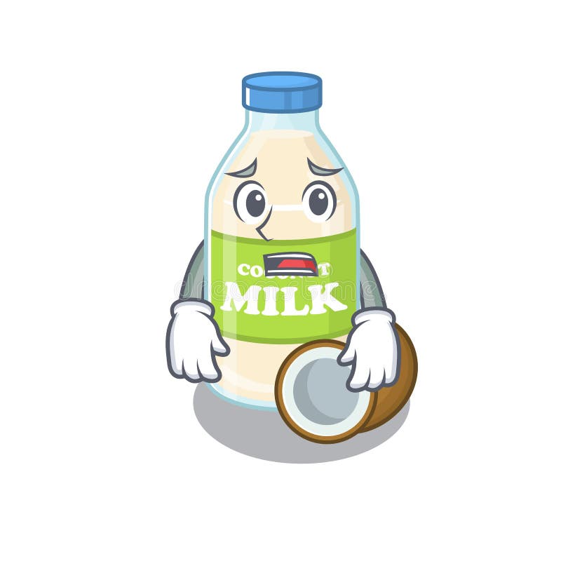 A Picture of Coconut Milk Having an Afraid Face Stock Vector