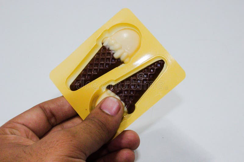 A picture of cone chocolates on white background , stock photo A picture of cone chocolates on white background , stock photo