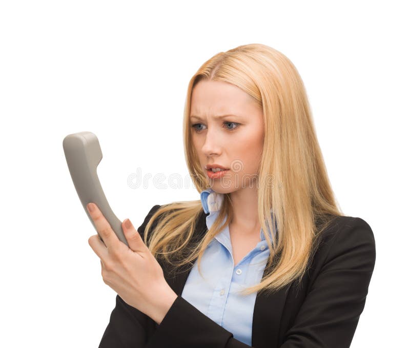 Picture of confused woman with phone