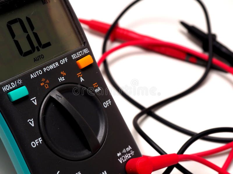 Picture of a Digital Multimeter, with Red and Black Probe Stock Photo