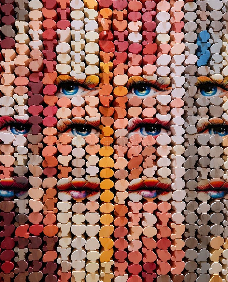 A picture of eyes and eyebrows on a colorful array vector illustration