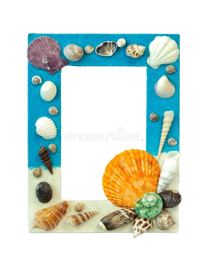 Picture frame which decorated by sea shell. Bivalve shell stock images, royalty-free photos and pictures