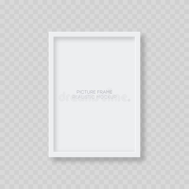 Realistic white picture frame on transparent Vector Image