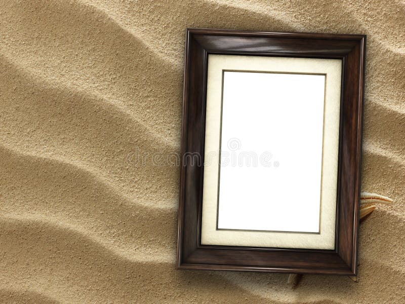 Picture Frame on Shells and Sand Background Stock Image Image of