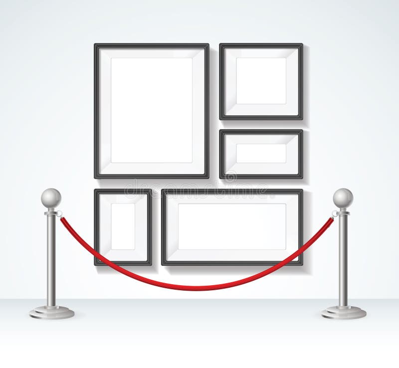 Picture Frame and Silver Rope Barrier Constructor Elements. Vector stock illustration Picture Frame and Silver Rope Barrier Constructor Elements. Vector stock illustration