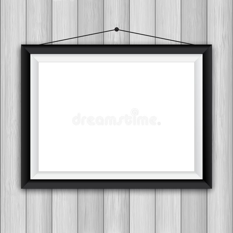 Picture Frame on Wood Background Stock Vector Illustration of