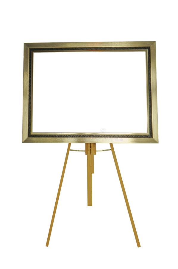 Picture Frame with Wood Stand Isolated on White Background Stock Image