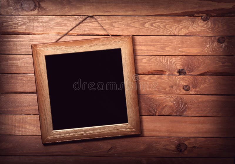 Picture Frame on Wooden Wall Stock Photo Image of indoors, rectangle