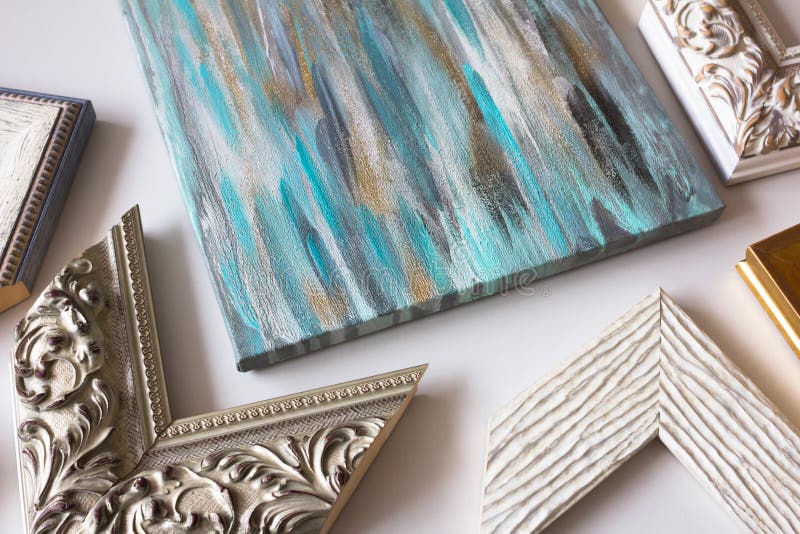 Abstract Picture in Black Wooden Frame. Spring Home Decor. Picture