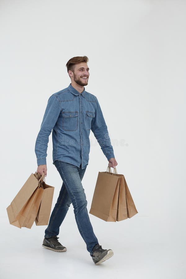 Picture of a handsome man with shopping bags