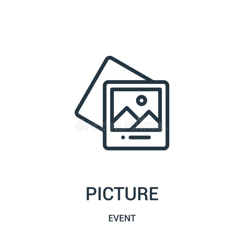 picture icon vector from event collection. Thin line picture outline icon vector illustration vector illustration picture icon vector from event collection. Thin line picture outline icon vector illustration vector illustration