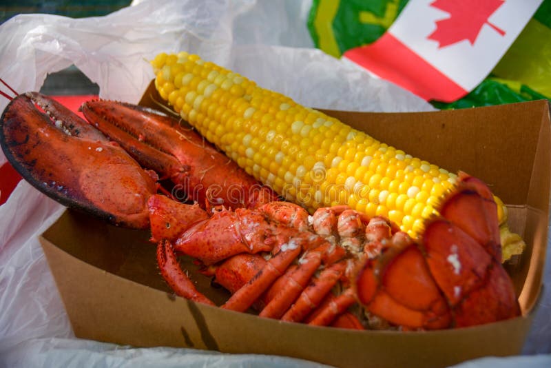 A Picture of a Lobster Lunch. Stock Photo Image of food, boiled