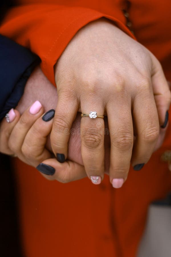 Hands Of Bride And Groom With Rings Close Up Stock Image Image Of Hand Engagement