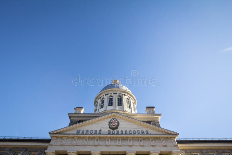 Marche Bonsecours in Montreal, Quebec, Canada, during a sunny afternoon, with the old coat of arms of the city. royalty free stock images Marche Bonsecours in Montreal, Quebec, Canada, during a sunny afternoon, with the old coat of arms of the city. royalty free stock images