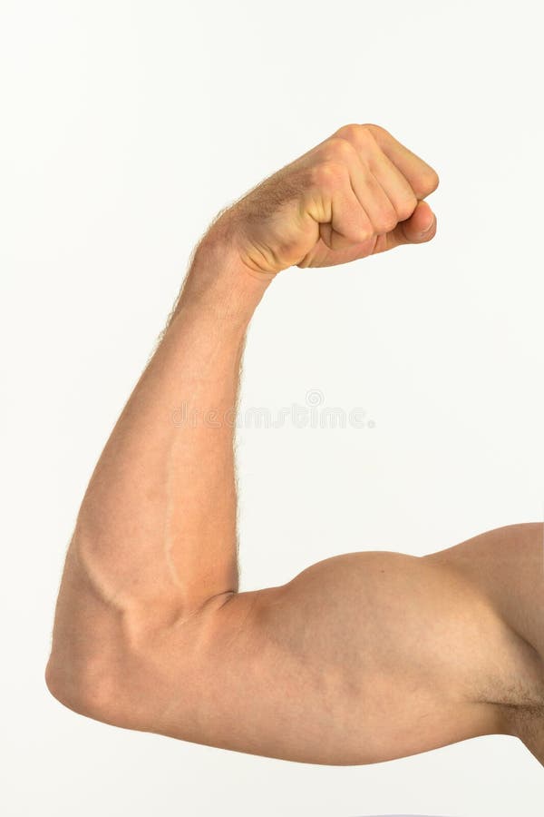 Picture of a white muscular arm flexing.