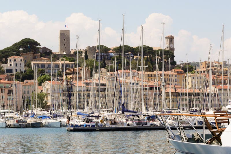 Picture of Port of Cannes Old City at the French Riviera, France Stock ...