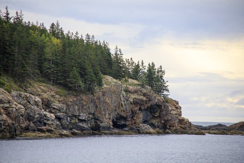 Rocky Coastline Along the Ocean in Maine, United States Stock Image ...