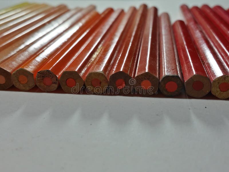 Row Of Warm Tone Colored Pencils 10 royalty free stock photos