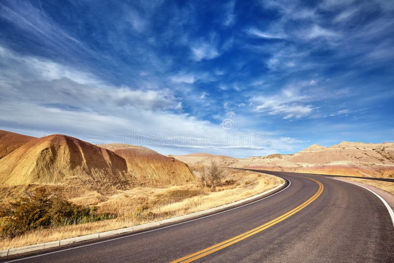 Picture of a scenic desert highway, travel concept.